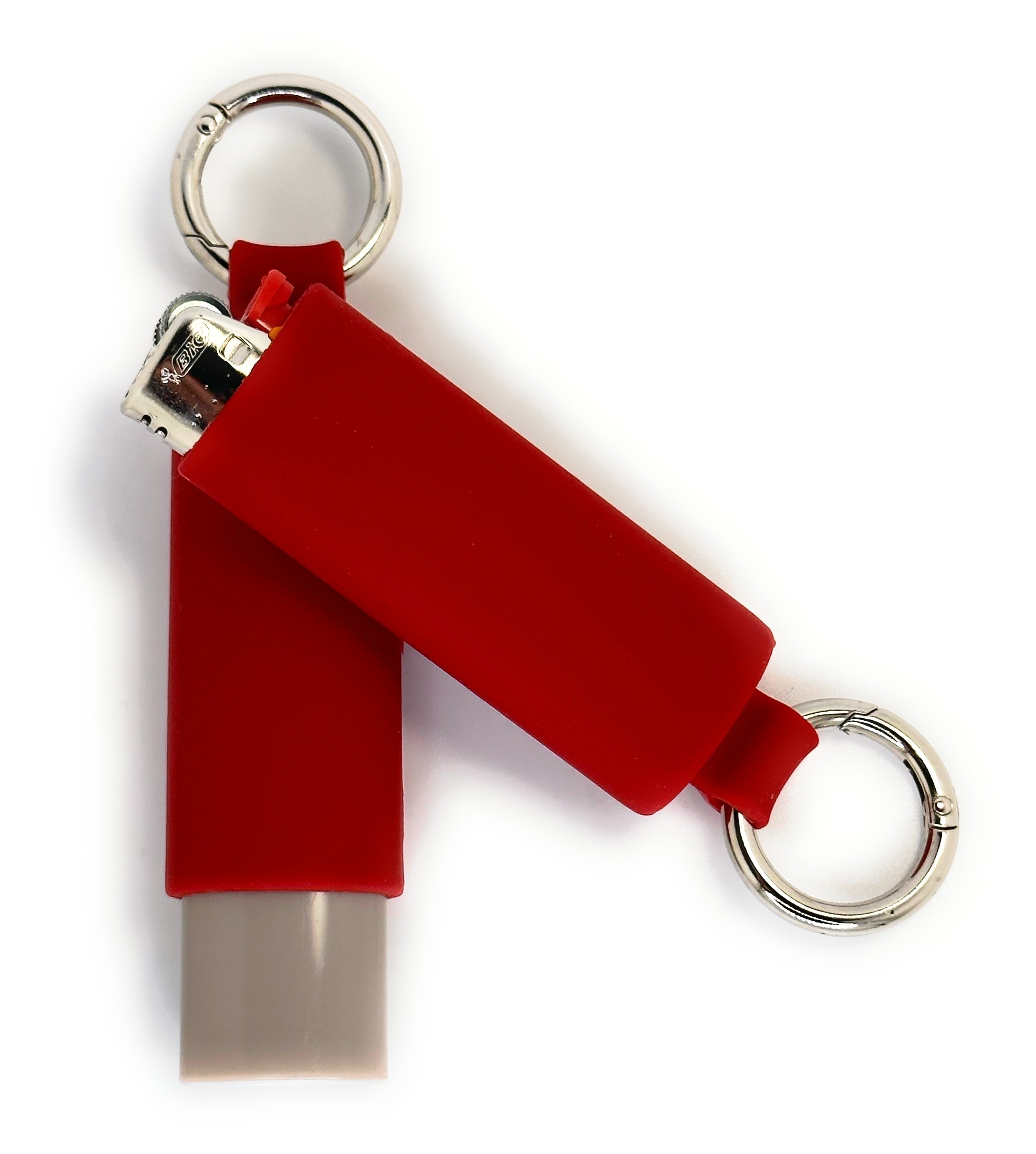 Burgundy Red Lighter Holder Keychain with Spring Clip made